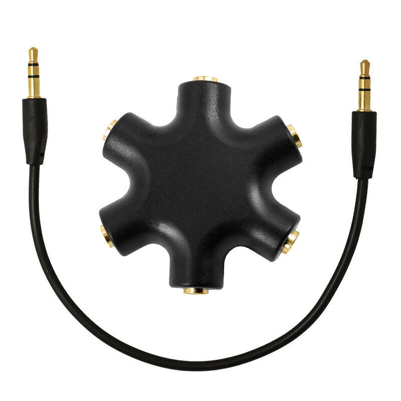 New 3.5mm Earphone Audio Splitter 1 Male to 1 2 3 4 5 Female Cable 5 Way Port