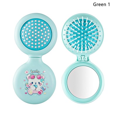 1 PCS Pocket Hair Kamm mit Spiegelklapppinsel Reiseweg Haarbürste Kamm Kamm 