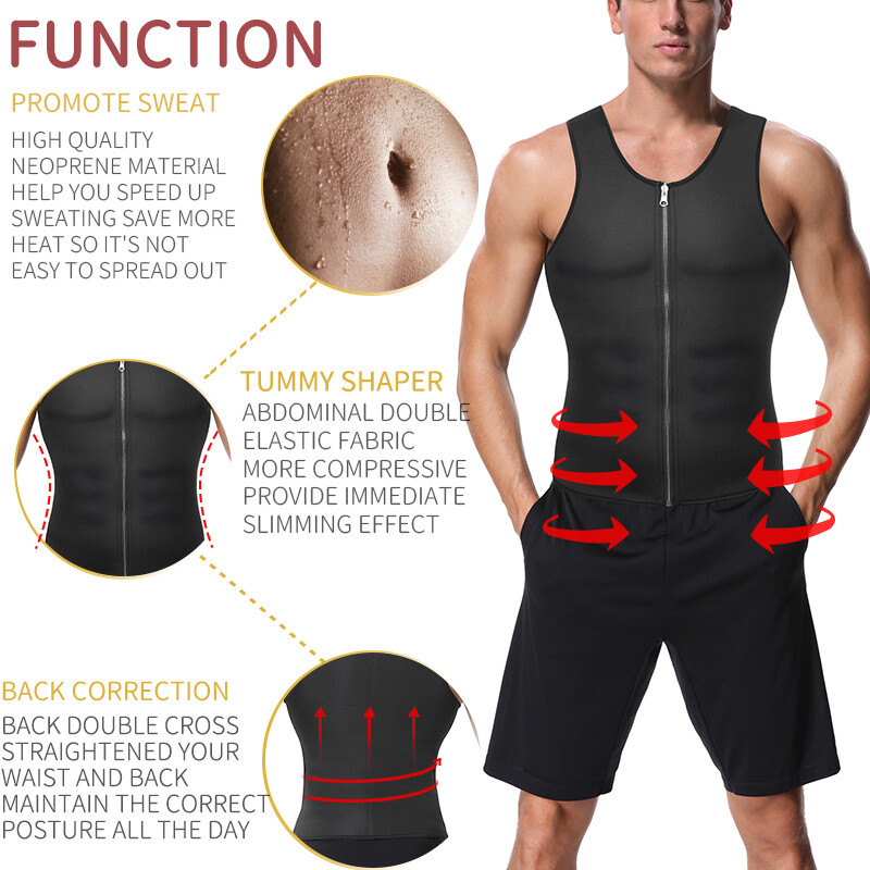 Men Weight Loss Workout Neoprene Body Shaper Sweat Sauna Suits Exercise Gym Vest
