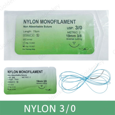 Dental Surgical Suturs 3/0 Nylon Sterile Monofilament 3-0 Reverse Cut Sutur
