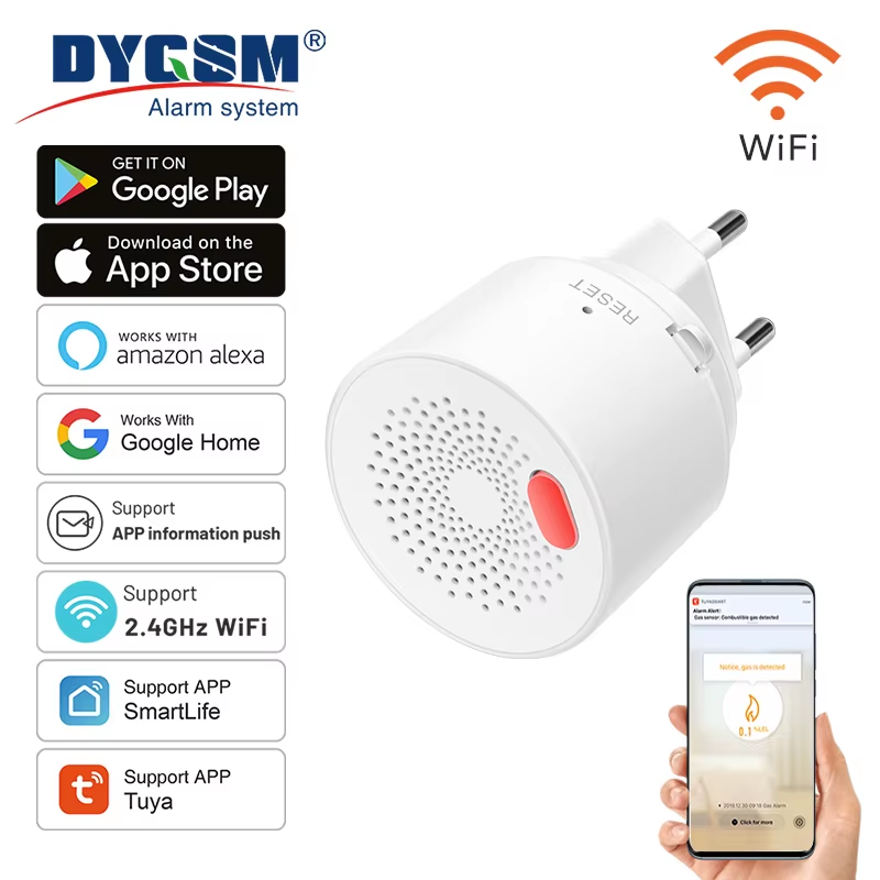Tuya Smart Home Wifi Natural Gas Sensor Combustible Household Smart LPG Gas Leak