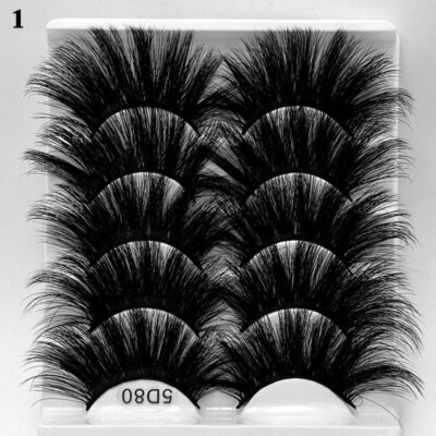 5 Pairs 5D Mink Hair 25MM False Eyelashes Natural Thick Long Eye Lashes Wispy @