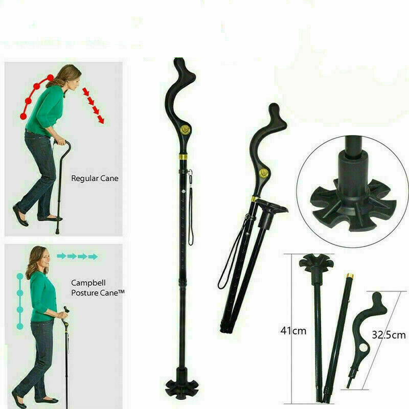 Bastone Vecchiaia Posture Cane Pieghevole Telescopico Sostegno Anziani cir