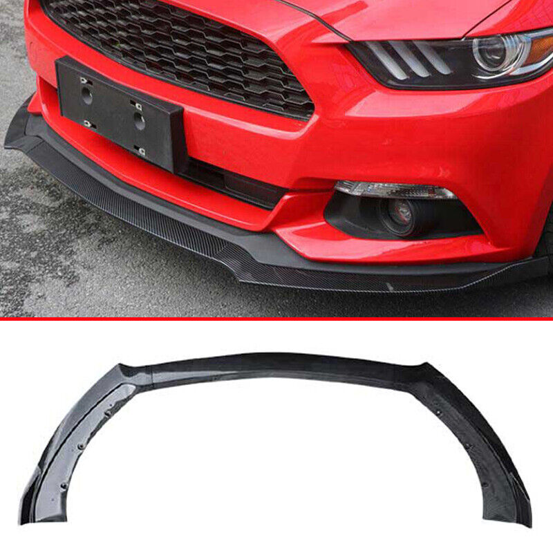 For Ford Mustang 2015-2017 Carbon Fiber Style Front Bumper Lip Spoiler Splitter