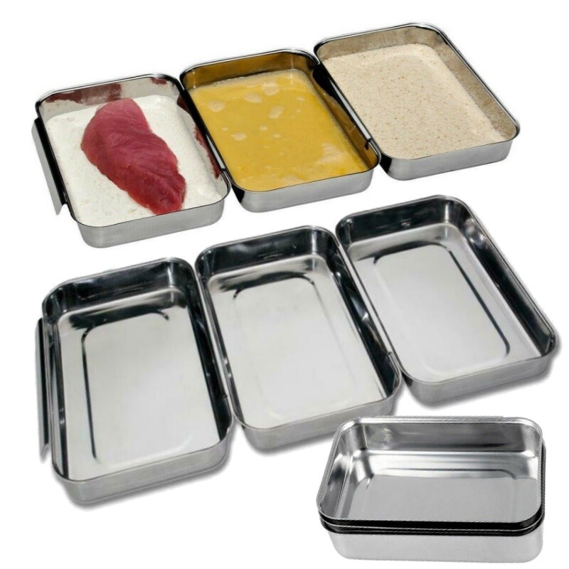 Panier-Set  Edelstahl 3-Teilig Schalen Jeweils Ca. 23 X 15 X 3 Cm