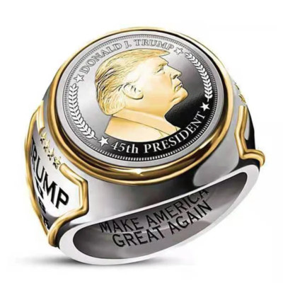 Ring Fashion USA President Trump Ring Most Recent Jewelry Silver Gold Cool