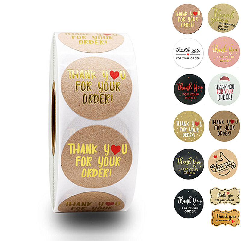 500-x-thank-you-for-your-order-stickers-115inch-letter-seal-purchase-label