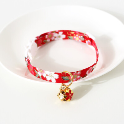 5X Dog Cat Japanese Sakura Floral Collar Accessory Pet Ethnic Necklace with Bell