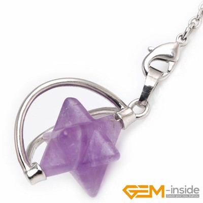 Natural Quartz Gemstone Charms Pendant Merkaba Star 7 Chakra Necklace Jewelry YB