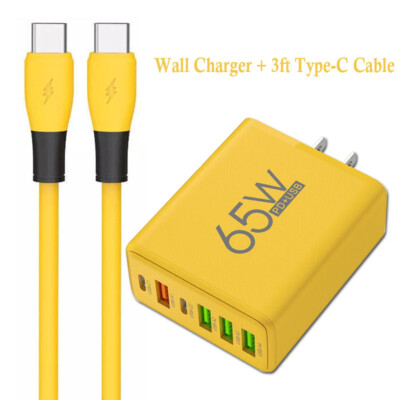 65W Fast Type C PD+USB Charger & Cable For iPhone 15 Pro Max 14 Plus 13 12 11