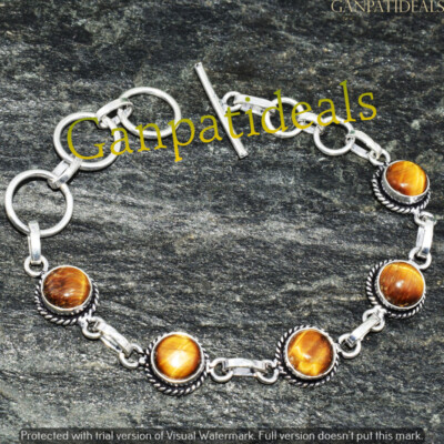 Tiger Eye Gemstone Ethnic Handmade Fashion Bracelet Jewelry 9'' BR-4273