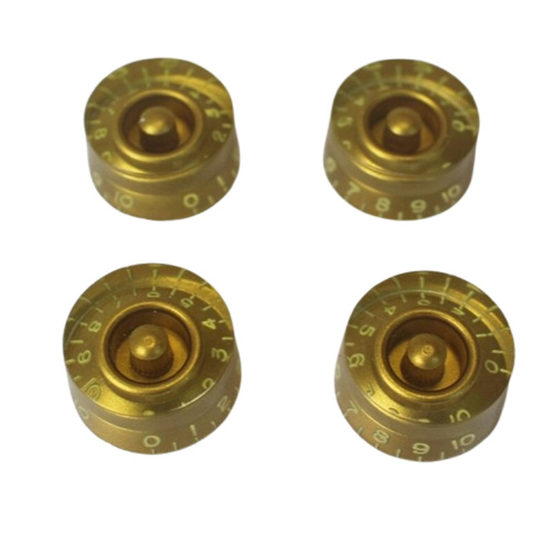 4 Tinted Aged Speed Knobs for Gibson & CTS Split Shaft Pots - Embossed GOLD