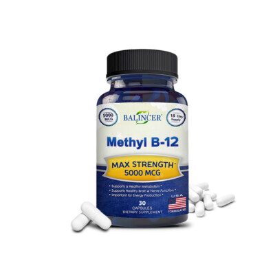 Vitamin B12 5000 Mcg Capsules Energy Supports Brain and Nervous System Health