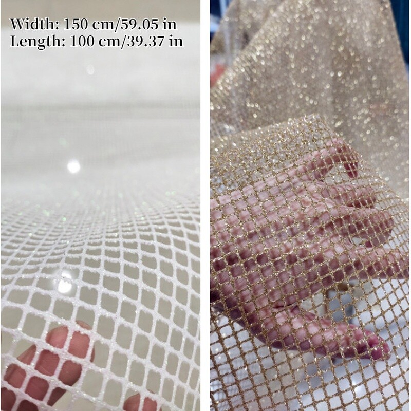1M DIY Honeycomb Grid Hard Mesh Fabric Bronzing Glitter Net Background Cloth Sew