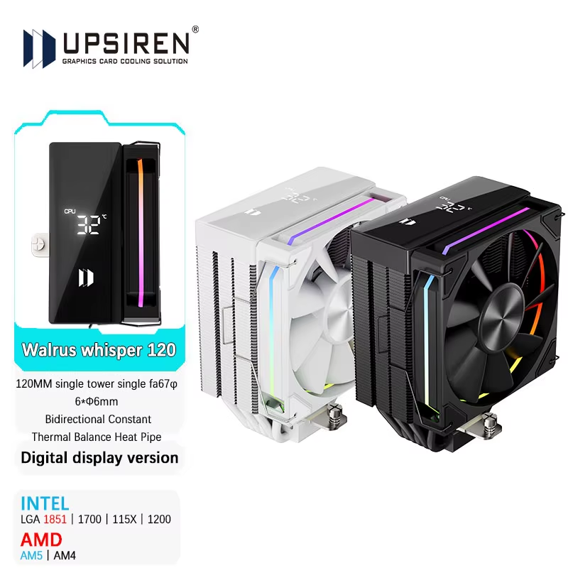 Walrus whisper 120 digital display 6*Φ6MM direct touch heat pipe single tower si