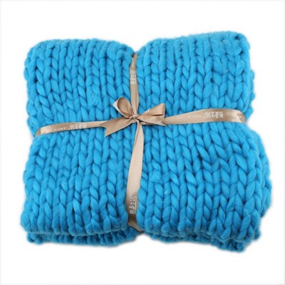 Winter Warm Thick Chunky Knit Knitted Blanket Handmade Yarn Merino Bulky Throw