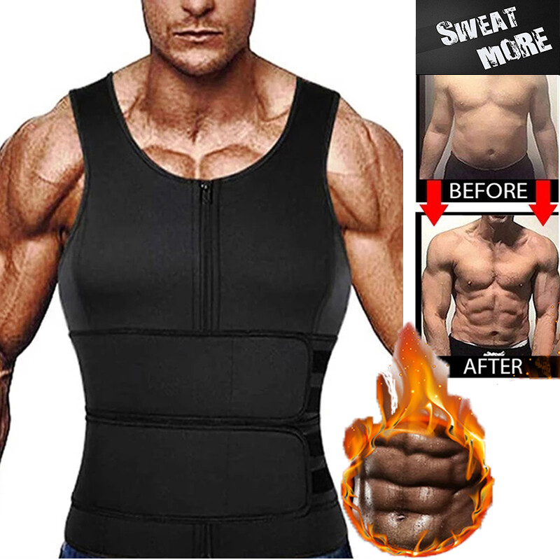 Men Neoprne Vest Fat Burner Waist Trimmer Belt Sweat Wrap Stomach Weight Loss M3