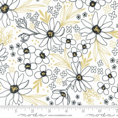 Gilded Metallic Floral Arrangement Paper Gold by Alli K Design for Moda 1/2 Yard