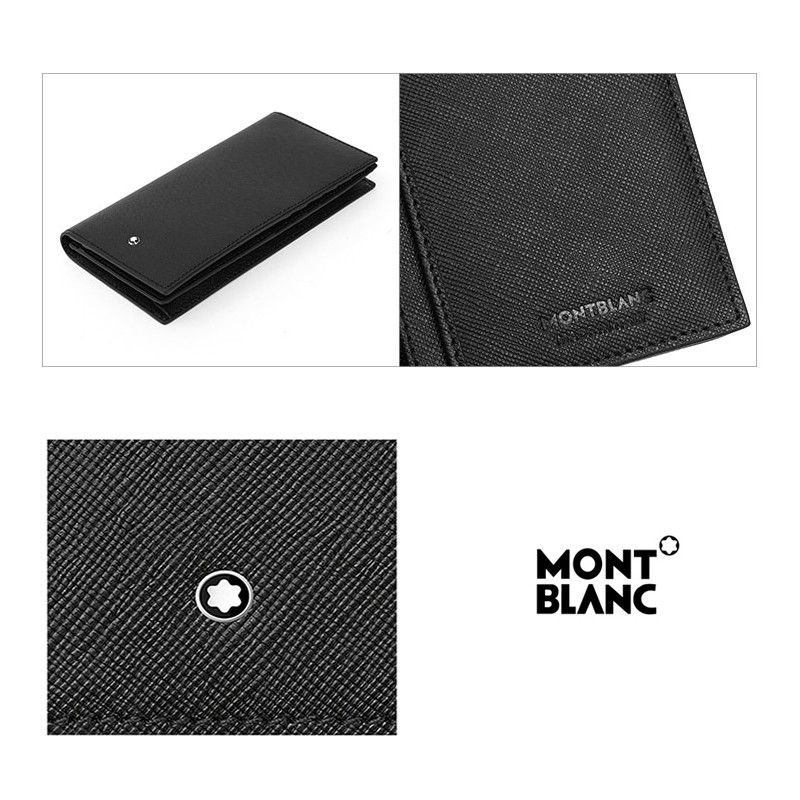 Pre-owned Montblanc Genuine  Sartorial Mens 12 Cc Natural Leather Wallet 113207 View Pocket In Black
