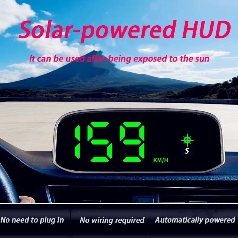 Solar Hud Head-up Display Overspeed Alarm Automatic Switch Car Speedometer No Ne