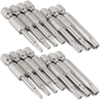 2 Set of 7Pcs 1/4'' Hex Shank Magnetic 5 Point Security Star Torx Screwd