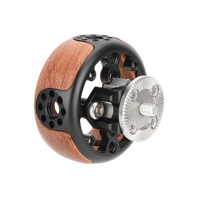 CAMVATE Wooden Handgrip With ARRI-Style Rosette Mount (Round) For DSLR Camera