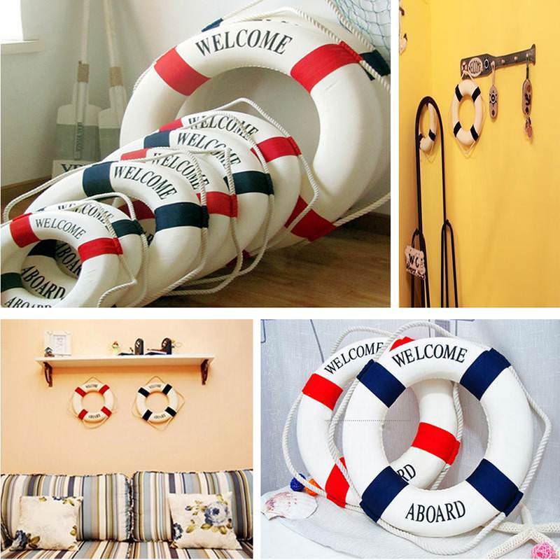 Welcome Aboard Nautical Wall Hanging Ship Boat Ring Life Buoy Cafe