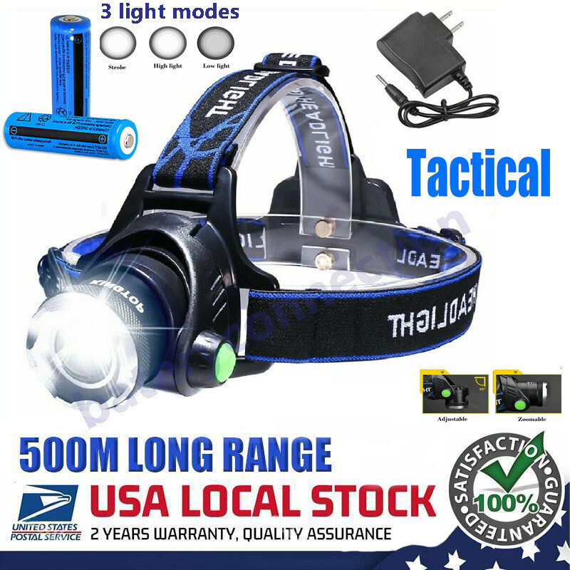 990000LM LED Headlamp Rechargeable Headlight Zoomable Head T