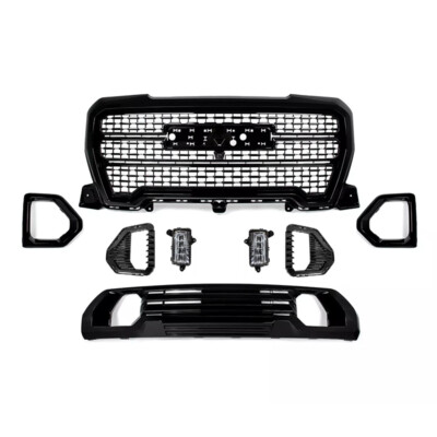 Fit 2019-2022 GMC Sierra 1500 Denali AT4 8pcs Front Grille Plate+Fog Bezel Kit