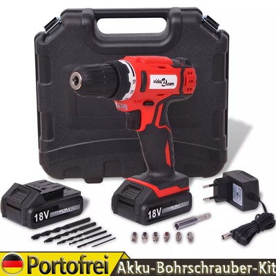 Akku-Bohrschrauber-Kit mit 18 V Li-Ionen-Batterien Akkuschrauber Bohr Zubehörset