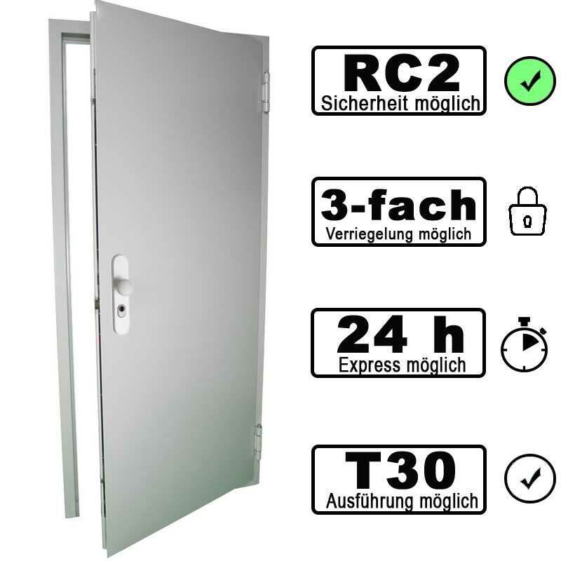 T30 Sicherheitstür Nebeneingangstür Wohnungtür RC2 gedämmt mit 62mm Türblatt