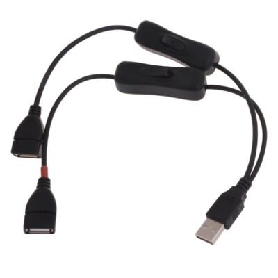 USB Extension Cable Cord Wire with Two Switches for Charging and Connection