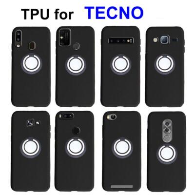 Black TPU shell cover with ring for TECNO - silicone case for all models