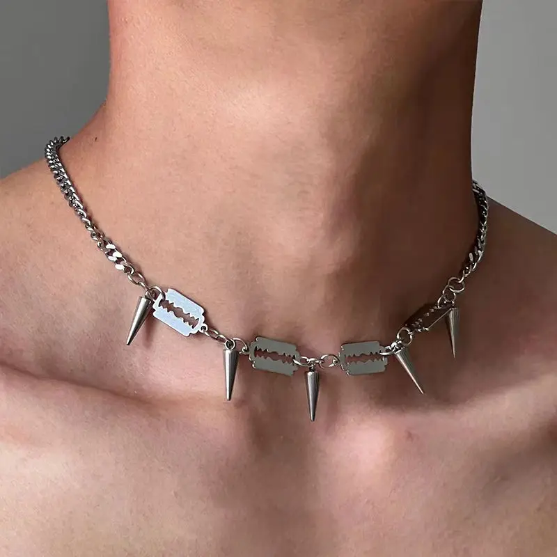 Spike Razor Choker Necklace Jewelry Hip Hop Punk Unisex