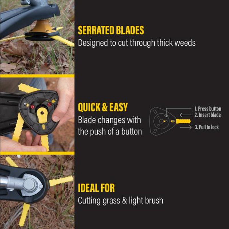 Trimmer Blades Nylon [12 Count] Push-N-Load 3 Blade Pivotrim Hybrid 2-N-1 Head