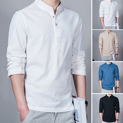 Hemd Pullover Bequem Männer Button Kleid Hinunter VAusschnitt Verkauf