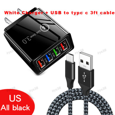 New 4 Port Fast Quick Charge QC 3.0 USB Hub Wall Home Charger Power Adapter Plug