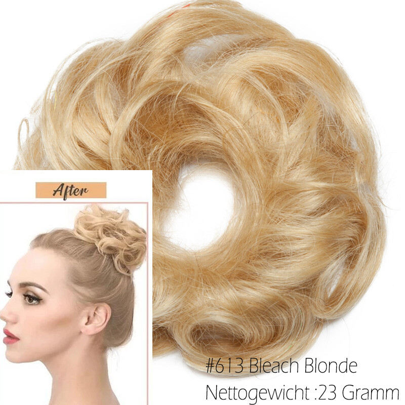 Real 100% Remy Human Hair Scrunchie Clip on Bun Extension Black Brown Blonde US