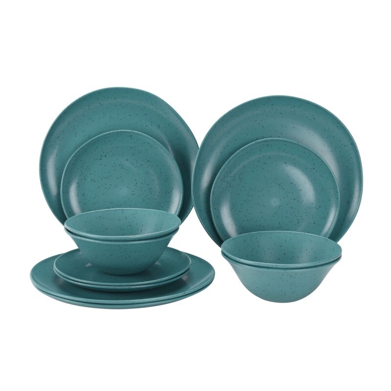 12-Piece Eco-Friendly Dinnerware Set, Aqua or Black