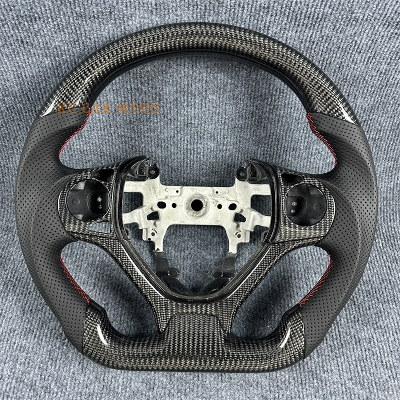 For 2012 2013 2014 2015 Honda Civic black leather carbon fiber steering wheel