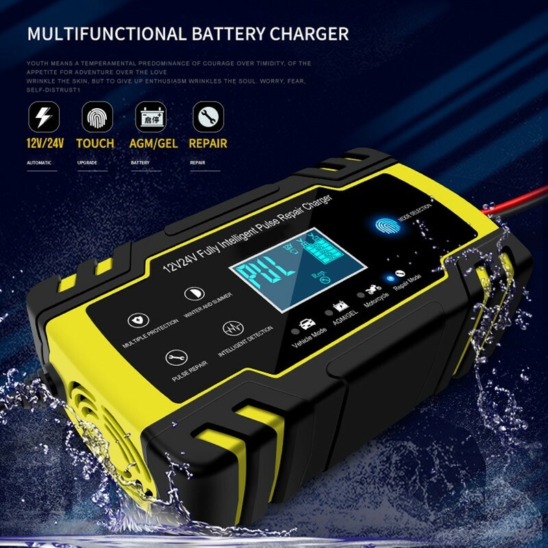 Detalhes sobre Car battery charger 12V24V with cooling fan LCD screen display USEUUK plug Detalhes sobre Car battery charger 12V24V with cooling fan LCD screen display USEUUK plug