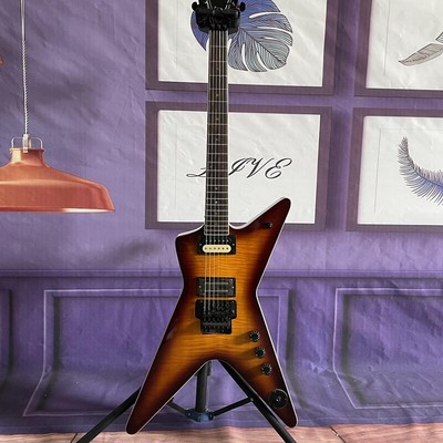 Vintage Sunburst Electric Guitar Solid Body Black Hardware FR Bridge HH Pickups