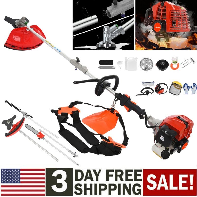 52CC Gas Powered Weed Eater Cutting Path 5 in 1 Brush Cutter Edger Lawn Tool