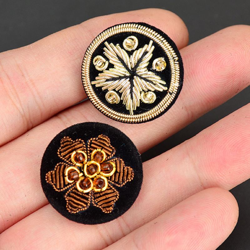 1pcs Embroidered Metal Buttons for DIY Suit Jacket Dress Button Accessory Craft
