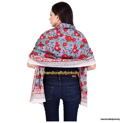 Long Sarong Cotton Hand Block Print Stole Large Beach Pareo Wrap Swimwear Duptta