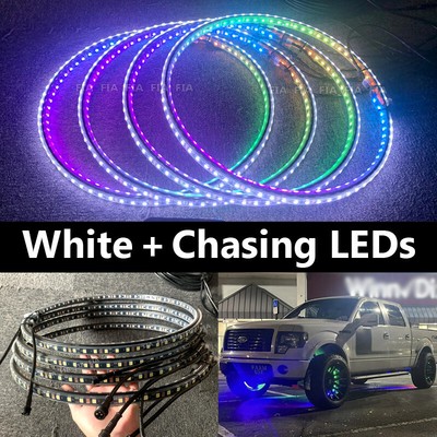 Double Sided White & Chasing Flowing 15.5'' LED Wheel Lights Kit For Car Truck