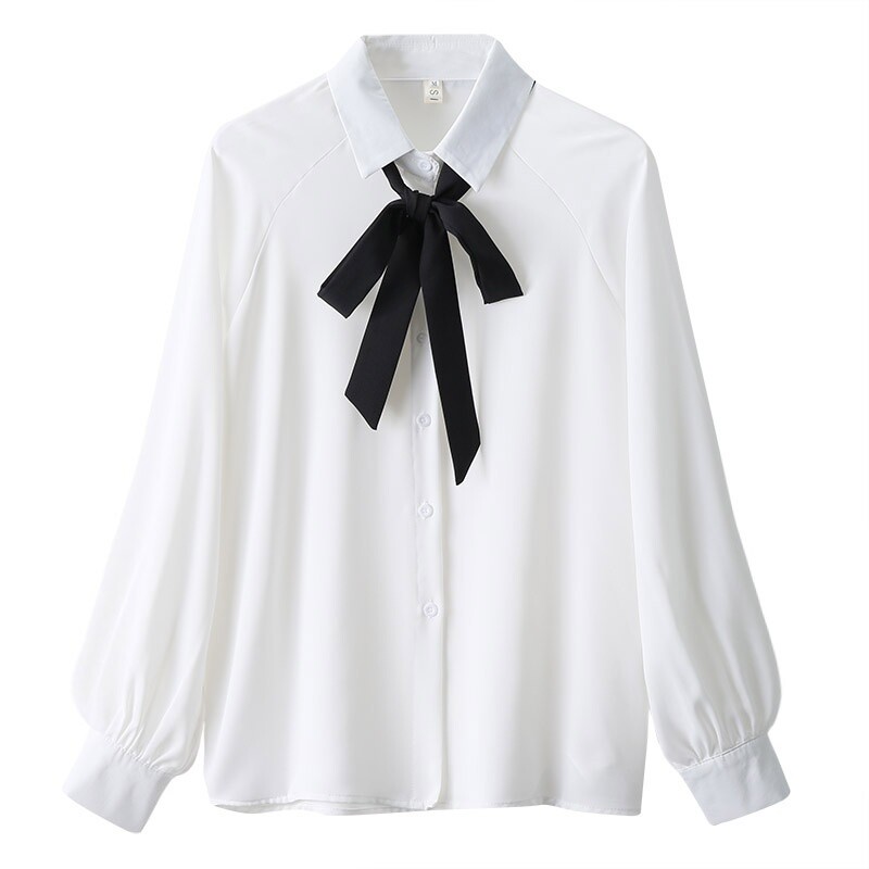 トップス ceilon chiffon tie blouse Womens Bow Tie Long Sleeve Blouse Chiffon Shirt Office Lady
