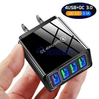 4 Port USB Wall Charger USB Fast Quick Charge QC 3.0 Power Adapter Plug US