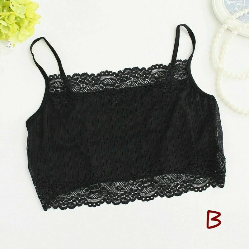 Women Lace Silk Strap Vest Sleeveless Crop Top Half Shirts Camisole Tank Bustier