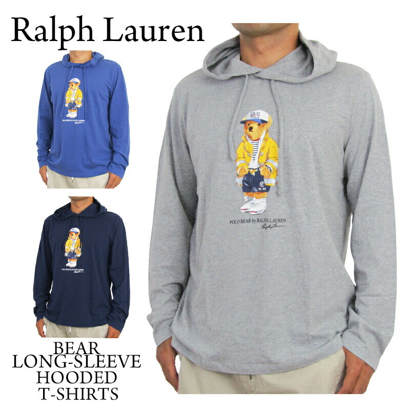 

Футболка Polo Ralph Lauren с капюшоном и медведем с длинными рукавами — 3 цвета — Preppy Bear